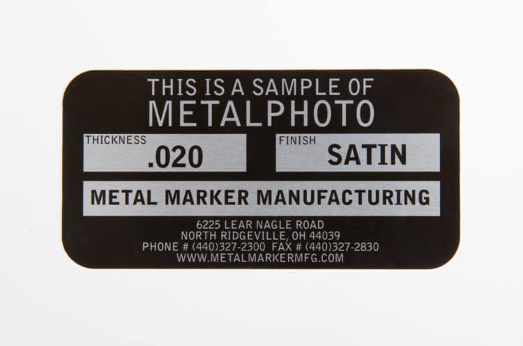 MetalPhoto Sample Metal Marker Manufacturing .020 Satin