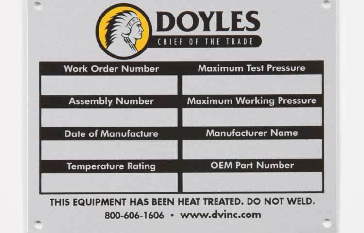 equipment nameplates custom metal
