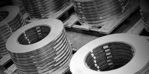 pallets of metal coil stock material