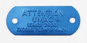 Anodized Aluminum Blue Valve Tag