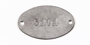 Oval Shaped Metal Stamped Tag 5101 Two Holes