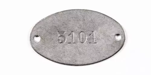 Oval Shaped Metal Stamped Tag 5101 Two Holes