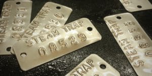 Embossed Steam Trap Valve Tags Wet