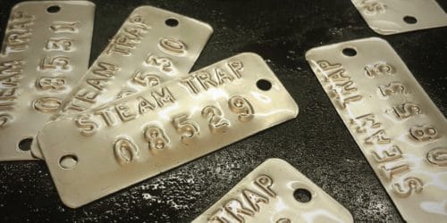 Embossed Steam Trap Valve Tags Wet