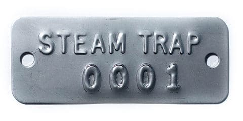 embossed metal steam trap tag