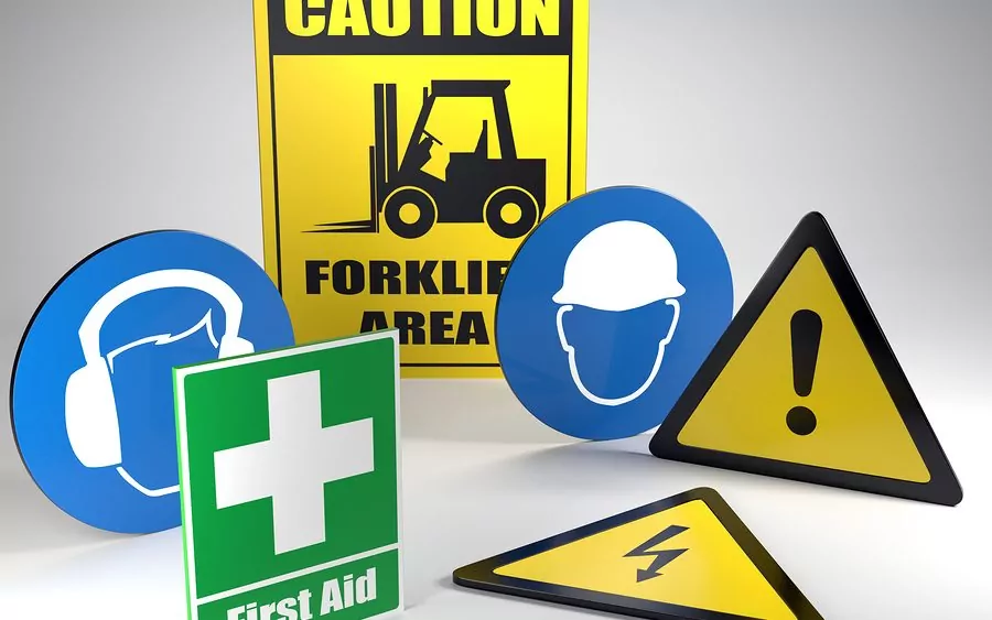 Samples of safety tags and warning labels